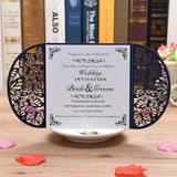 Max 10x Hollow Laser Cute Butterfly Invitation Cards, Envelop, Blank Sheet blue