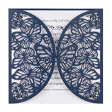 Max 10x Hollow Laser Cute Butterfly Invitation Cards, Envelop, Blank Sheet blue
