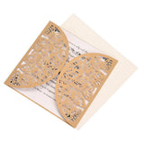 Max 10x Hollow Laser Cute Butterfly Invitation Cards, Envelop, Blank Sheet beige