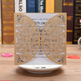 Max 10x Hollow Laser Cute Butterfly Invitation Cards, Envelop, Blank Sheet beige