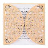 Max 10x Hollow Laser Cute Butterfly Invitation Cards, Envelop, Blank Sheet beige