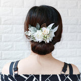 Max Artificial Fabric Flower Hair Comb Bridal Headdress Flower Beige
