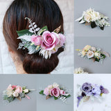 Max Artificial Fabric Flower Hair Comb Bridal Headdress Flower Beige