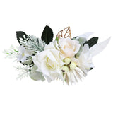 Max Artificial Fabric Flower Hair Comb Bridal Headdress Flower Beige