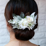 Max Artificial Fabric Flower Hair Comb Bridal Headdress Flower Beige