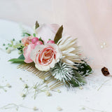 Max Artificial Fabric Flower Hair Comb Bridal Headdress Flower Champagne Pink