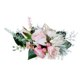 Max Artificial Fabric Flower Hair Comb Bridal Headdress Flower Champagne Pink
