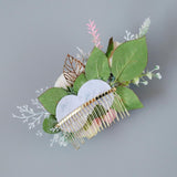 Max Artificial Fabric Flower Hair Comb Bridal Headdress Flower Champagne Pink