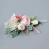 Max Artificial Fabric Flower Hair Comb Bridal Headdress Flower Champagne Pink