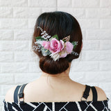 Max Artificial Fabric Flower Hair Comb Bridal Headdress Flower Sakura Pink