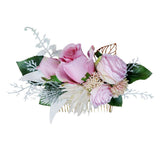 Max Artificial Fabric Flower Hair Comb Bridal Headdress Flower Sakura Pink