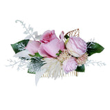 Max Artificial Fabric Flower Hair Comb Bridal Headdress Flower Sakura Pink
