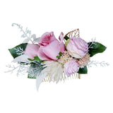 Max Artificial Fabric Flower Hair Comb Bridal Headdress Flower Sakura Pink