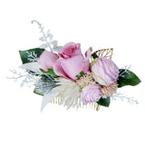 Max Artificial Fabric Flower Hair Comb Bridal Headdress Flower Sakura Pink