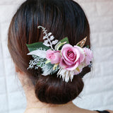 Max Artificial Fabric Flower Hair Comb Bridal Headdress Flower Sakura Pink