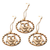 Max 3 sets Wooden Slices Cutouts Pendant Xmas Decor  owl 65x70mm