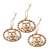 Max 3 sets Wooden Slices Cutouts Pendant Xmas Decor  owl 65x70mm