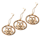Max 3 sets Wooden Slices Cutouts Pendant Xmas Decor  owl 65x70mm