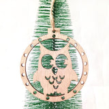 Max 3 sets Wooden Slices Cutouts Pendant Xmas Decor  owl 65x70mm