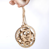 Max 3 sets Wooden Slices Cutouts Pendant Xmas Decor  owl 65x70mm