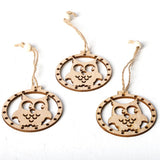 Max 3 sets Wooden Slices Cutouts Pendant Xmas Decor  owl 65x70mm