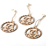 Max 3 sets Wooden Slices Cutouts Pendant Xmas Decor  owl 65x70mm