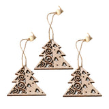 Max 3 sets Wooden Slices Cutouts Pendant Xmas Decor  xmas tree 61x65mm