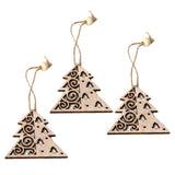 Max 3 sets Wooden Slices Cutouts Pendant Xmas Decor  xmas tree 61x65mm