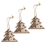 Max 3 sets Wooden Slices Cutouts Pendant Xmas Decor  xmas tree 61x65mm