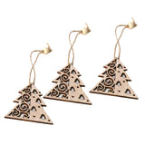 Max 3 sets Wooden Slices Cutouts Pendant Xmas Decor  xmas tree 61x65mm