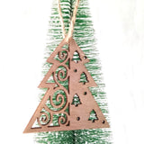 Max 3 sets Wooden Slices Cutouts Pendant Xmas Decor  xmas tree 61x65mm