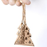 Max 3 sets Wooden Slices Cutouts Pendant Xmas Decor  xmas tree 61x65mm