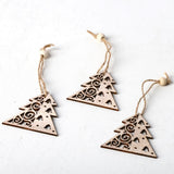 Max 3 sets Wooden Slices Cutouts Pendant Xmas Decor  xmas tree 61x65mm