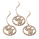 Max 3 sets Wooden Slices Cutouts Pendant Xmas Decor  santa claus 65x70mm