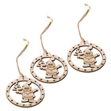 Max 3 sets Wooden Slices Cutouts Pendant Xmas Decor  santa claus 65x70mm