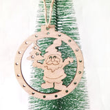 Max 3 sets Wooden Slices Cutouts Pendant Xmas Decor  santa claus 65x70mm
