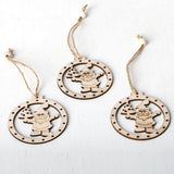 Max 3 sets Wooden Slices Cutouts Pendant Xmas Decor  santa claus 65x70mm