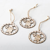 Max 3 sets Wooden Slices Cutouts Pendant Xmas Decor  santa claus 65x70mm