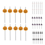 Max 12 Pieces Halloween Paper Straws Wave Stripe Paper Drinking Straw Ghost