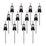 Max 12 Pieces Halloween Paper Straws Wave Stripe Paper Drinking Straw Vampire