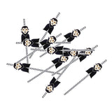 Max 12 Pieces Halloween Paper Straws Wave Stripe Paper Drinking Straw Vampire
