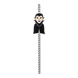 Max 12 Pieces Halloween Paper Straws Wave Stripe Paper Drinking Straw Vampire