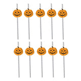 12 Pieces Halloween Paper Straws Wave Stripe Paper Drinking Straw Pumpkin