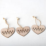 3 Pieces Round Wood Hollow Christmas Tree Hanging Ornaments Heart