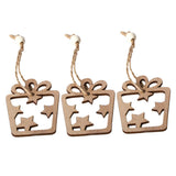 Max 3 Pieces Round Wood Hollow Christmas Tree Hanging Ornaments Gift