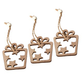 Max 3 Pieces Round Wood Hollow Christmas Tree Hanging Ornaments Gift
