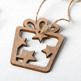 Max 3 Pieces Round Wood Hollow Christmas Tree Hanging Ornaments Gift
