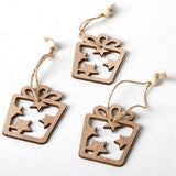 Max 3 Pieces Round Wood Hollow Christmas Tree Hanging Ornaments Gift