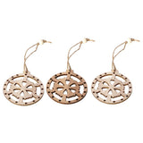 Max 3 Pieces Round Wood Hollow Christmas Tree Hanging Ornaments Rudder