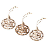 Max 3 Pieces Round Wood Hollow Christmas Tree Hanging Ornaments Rudder